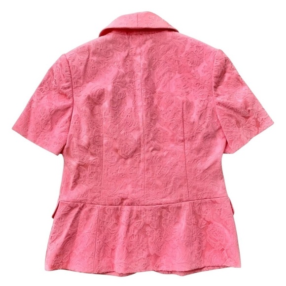Pendleton Floral Short Sleeve Buttoned Blazer Jacket Peach Pink Size Petite 2 - Picture 2 of 7